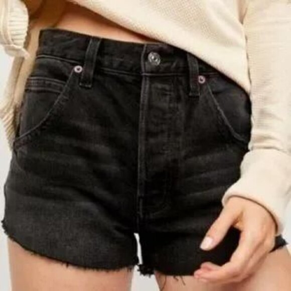 Free People Womens Taliesin Black Cut Off Shorts Size 25 - Picture 2 of 12